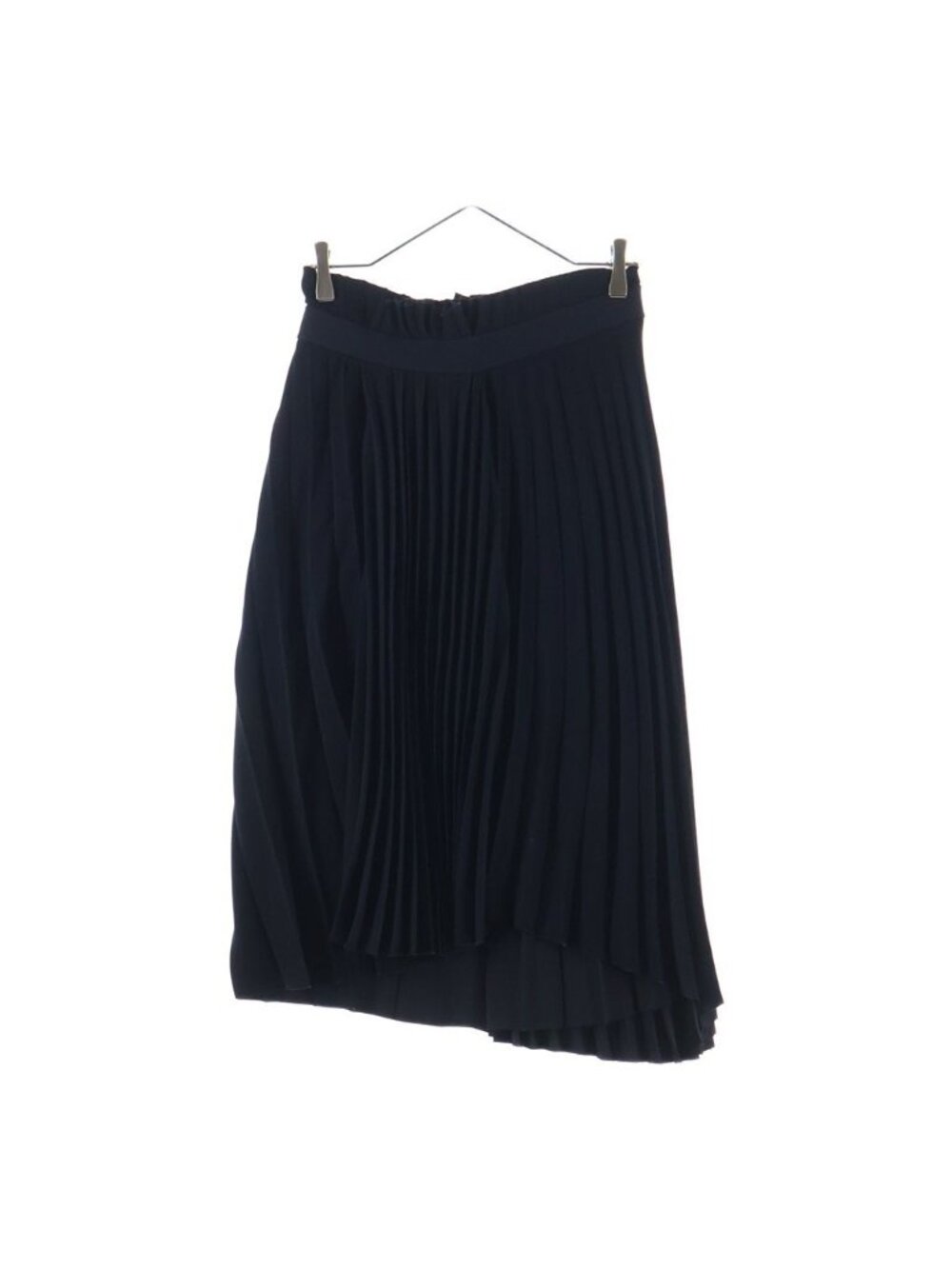 Balenciaga Side Zip Logo Pleated Asymmetric Long Skirt Black